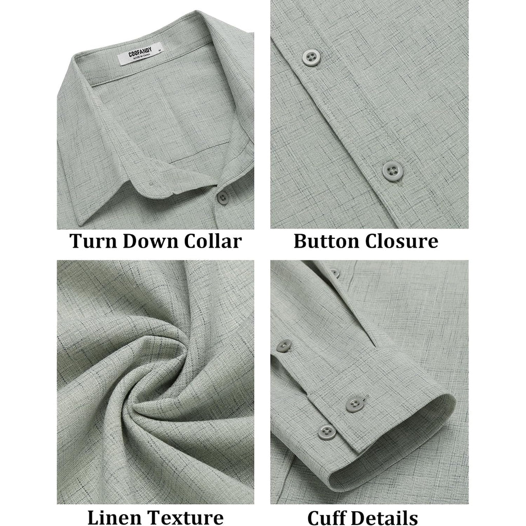 Coofandy Mens Button Down Shirt Long Sleeve Untucked Shirts Summer Casual Dress Shirts