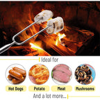 Unco- Marshmallow Roasting Sticks, 32”, 5 Pack, Dark Brown | Wooden Handle, Extendable Stainless Steel Smores Sticks For Fire Pit, Smores Skewers, Campfire Cooking Equipment