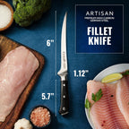 Cutluxe Fillet Knife for Fish & Meat – 7" Razor Sharp Boning Knife – Flexible High Carbon German Steel, Full Tang Ergonomic Handle Design, Grilling Gifts for Men – Artisan Series