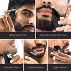Remington All-in-One Grooming Kit, Lithium Powered, 8 Piece Set with Trimmer, Men's Shaver, Clippers, Beard and Stubble Combs, PG6025, Black