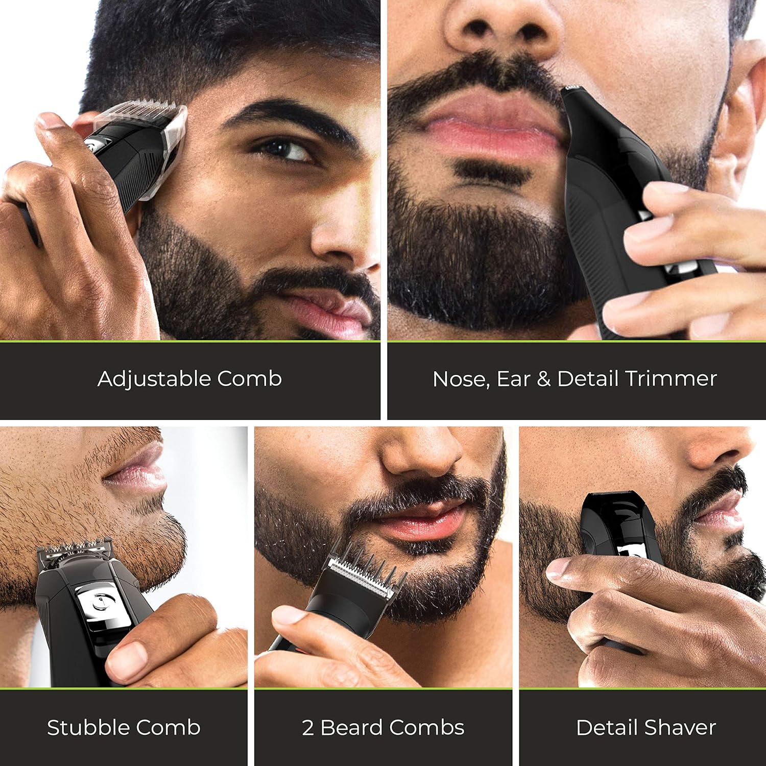 Remington All-in-One Grooming Kit, Lithium Powered, 8 Piece Set with Trimmer, Men's Shaver, Clippers, Beard and Stubble Combs, PG6025, Black