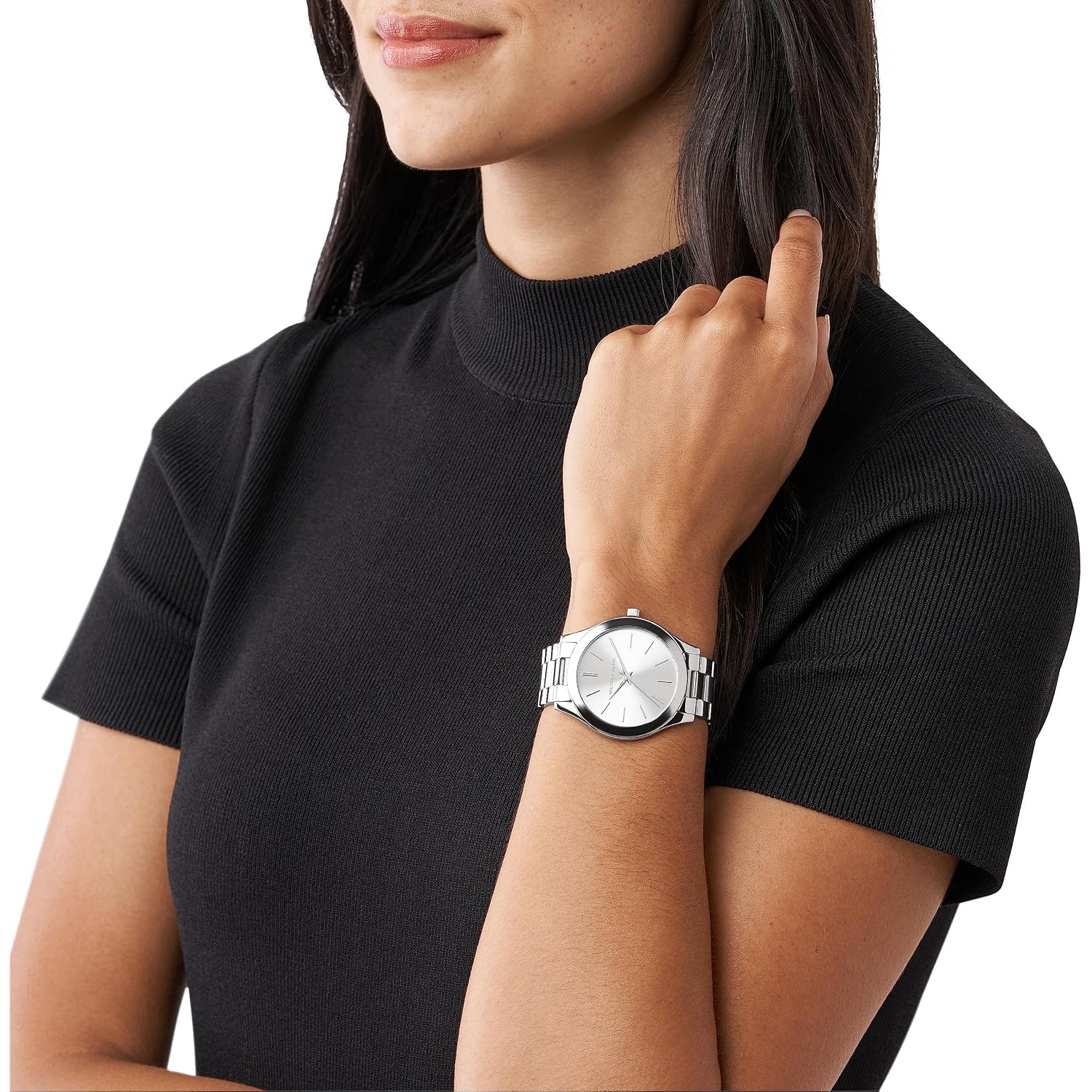 Michael Kors Slim Runway Watch For Women, 42Mm Quartz Three Hand Movement With Stainless Steel Strap