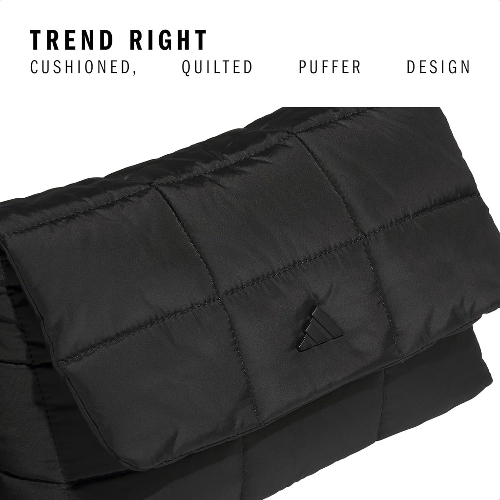 Adidas Unisex Quilted Crossbody Bag – Soft Cushioned Puffer Purse, Foldover