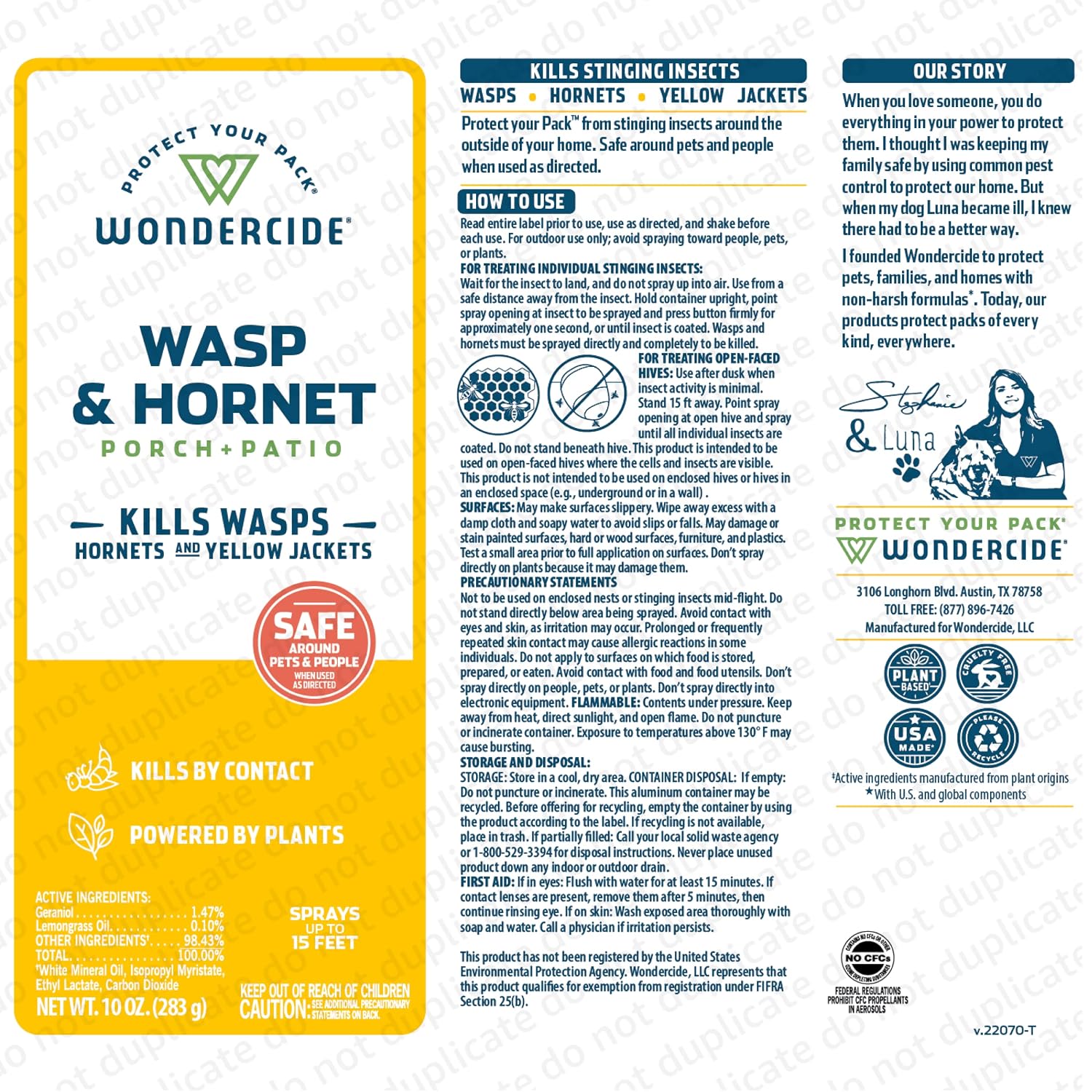 Wondercide - Wasp And Hornet Killer Aerosol Spray With Natural Essential Oils - Kill Wasps, Hornets,And Yellow Jackets - For Porch, Patio, And Outdoor Areas - Pet And Family Safe - 10 Oz - 2 Pack