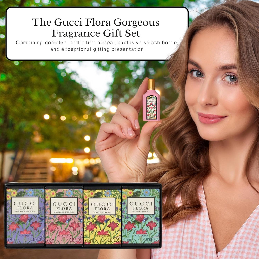 Gucci Flora Perfume Gift Set Travel Edp Splash Collection (4 X 0.16 Fl Oz)
