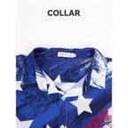 Yoimira 4Th Of July Shirts For Men,Patriotic Grunge Concept Usa Flag Button-Down Casual Short Sleeve Hawaiian Shirts For Men