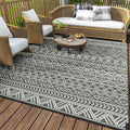 Montvoo Outdoor Rug Carpet Waterproof 5X8 Outdoor Patio Rug Mat Reverisble Plastic Straw Outdoor Rug For Rv Camping Picnic Beach Balcony Boho Grey