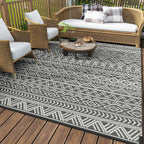Montvoo Outdoor Rug Carpet Waterproof 5X8 Outdoor Patio Rug Mat Reverisble Plastic Straw Outdoor Rug For Rv Camping Picnic Beach Balcony Boho Grey
