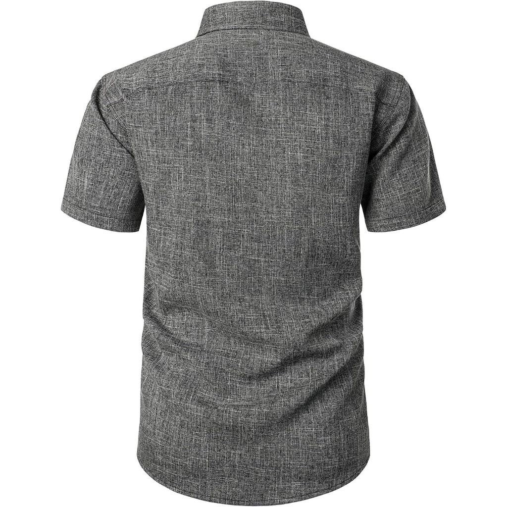 Parklees Mens Wrinkle Free Short Sleeve Button Down Shirts Texture Linen Shirts Casual Vacation Beach Summer Tops