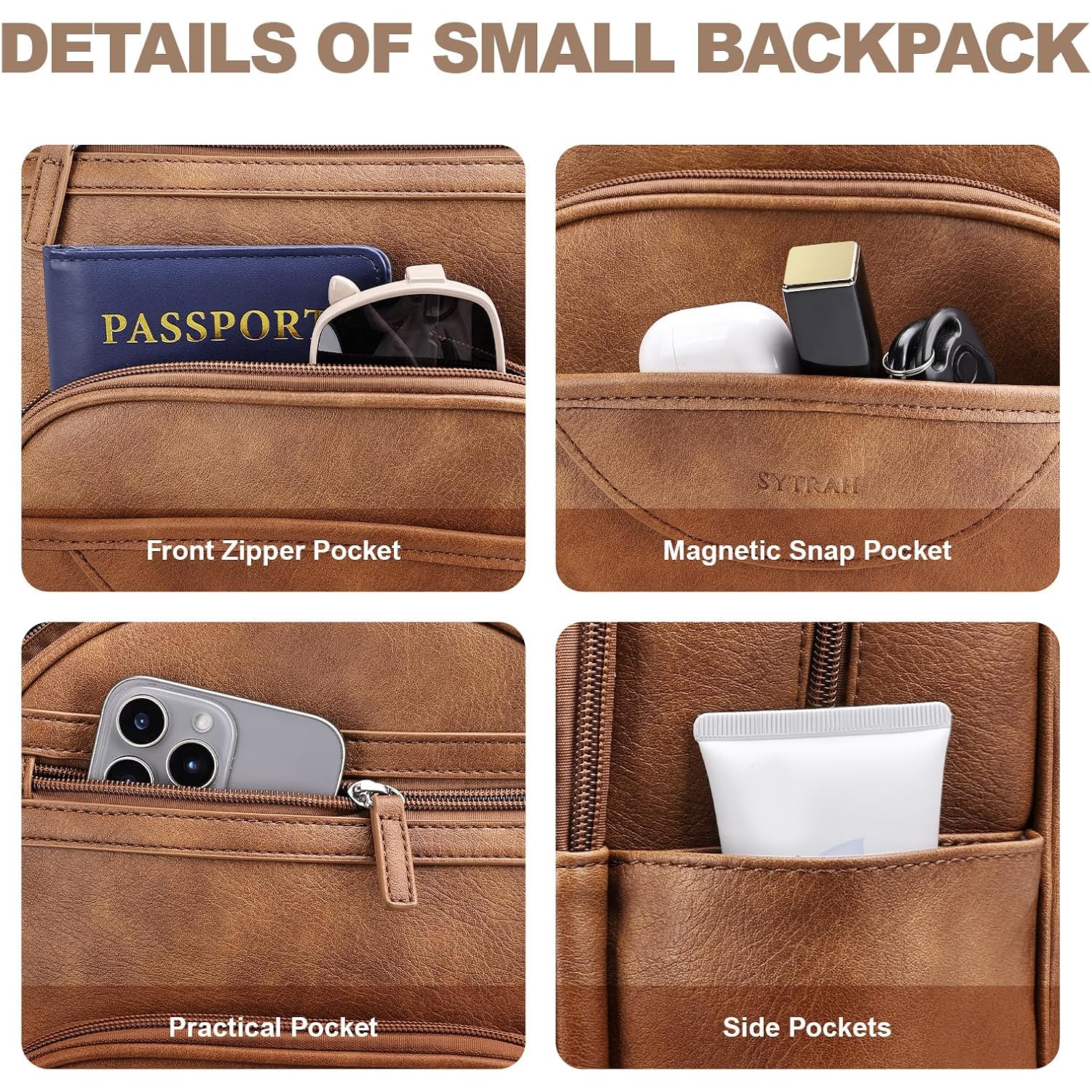 Backpack Purse For Women, Backpack Vegan Leather With Rfid Blocking & Tablet Pocket, Shoulder Handbag For Travel& Work Brown