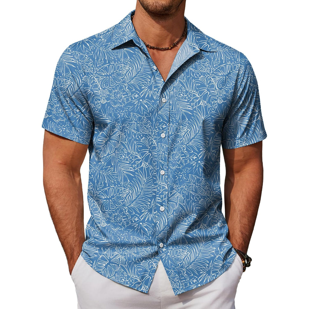 Coofandy Mens Hawaiian Shirts Short Sleeve Button Down Aloha Shirt Casual Beach Clothes