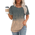 Womens T Shirts Short Sleeve Tops Dressy Casual Blouses Spring Summer Outfits Flowy Pleated Front Scooped Neck