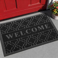 Yimobra Welcome Mat Outdoor Indoor, All-Weather Waterproof Front Door Mat Outside Entrance, Non-Slip Low Profile Porch Patio Doormat, 29.5X17, Black