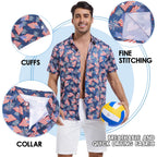 Mens Hawaiian Shirts Regular Fit Short Sleeve Casual Button Down Summer Tropical Beach Shirts