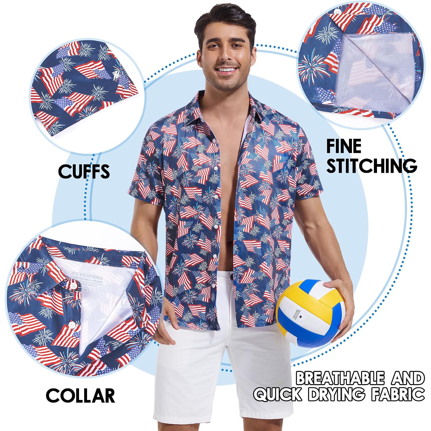 Mens Hawaiian Shirts Regular Fit Short Sleeve Casual Button Down Summer Tropical Beach Shirts