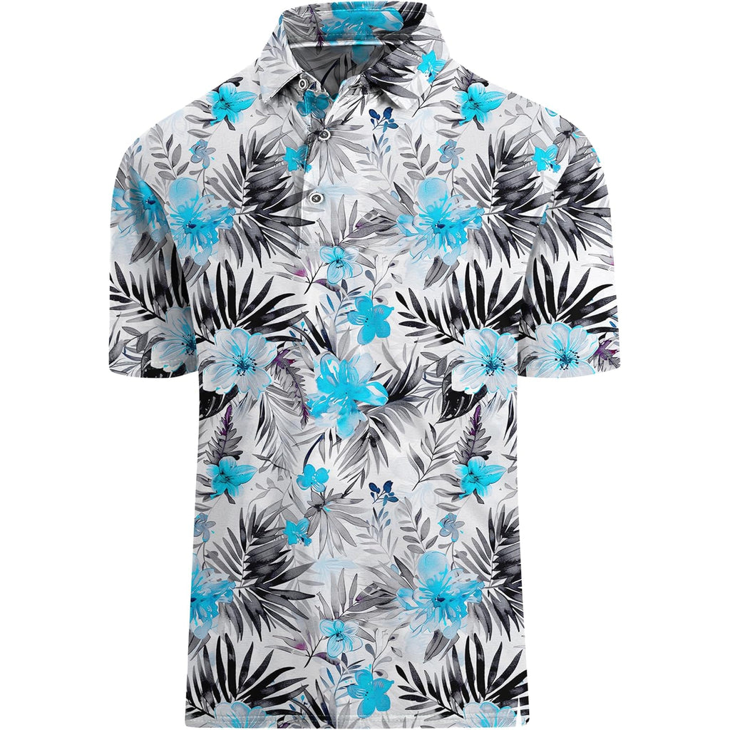 Golf Shirts For Men Dry Fit Print Moisture Wicking Performance Short Sleeve Polo Shirt