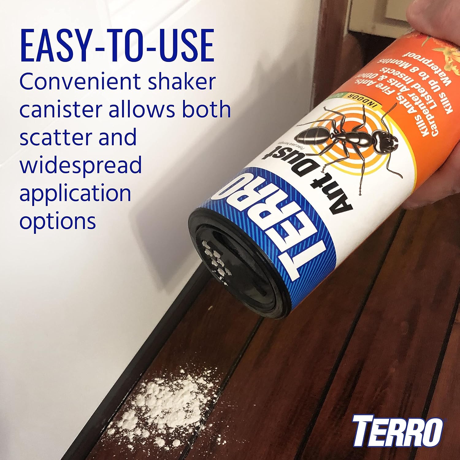 Terro Ant Dust, Ant Powder Killer For Indoors And Outdoors | Kills Ants, Fire Ants, Cockroaches, Spiders, Waterproof Formula, 8 Months Protection, Apply In Cracks & Crevices