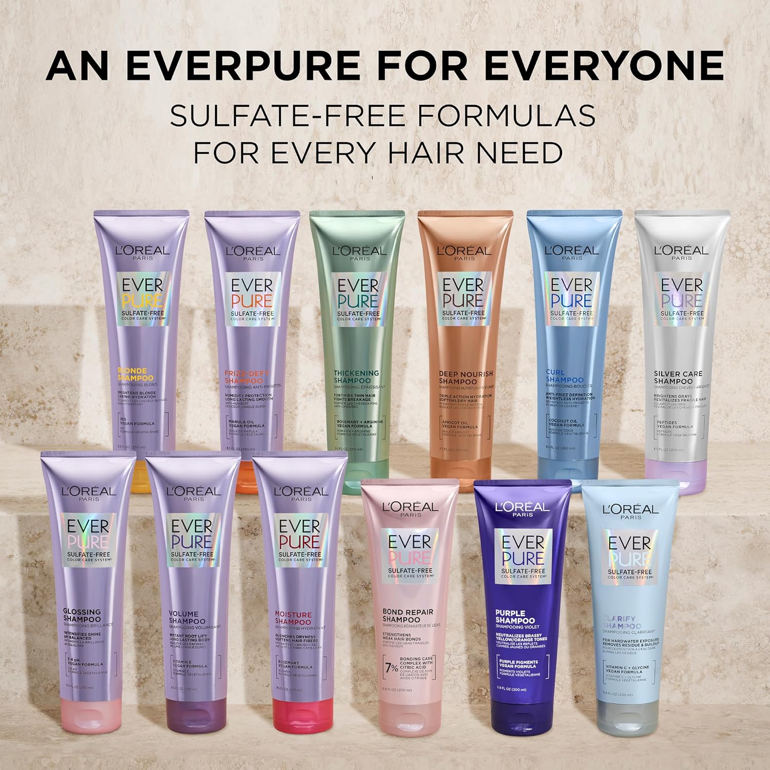 L'Oreal Paris Everpure Brightening And Nourishing Shampoo For Gray Hair, Sulfate-Free Vegan Formula With Peptides, 8.5 Fl Oz