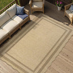 Livebox Scalloped Easy Jute 3X5 Outdoor Rug, Washable Non-Slip Geometric Tan Rugs For Entryway, Indoor Outdoor Farmhouse Rug Modern Carpet Door Mat Area Rug For Patio Bedroom Living Room Kitchen Porch