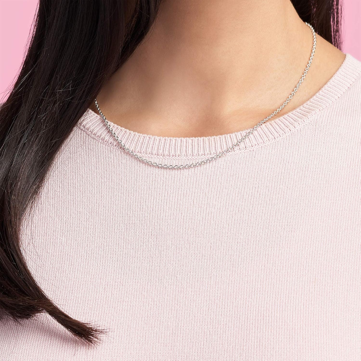 Pandora Cable Chain Necklace - Classic Chain Necklace with Lobster Clasp - Gift for Her - Sterling Silver Adjustable Necklace - With Gift Box