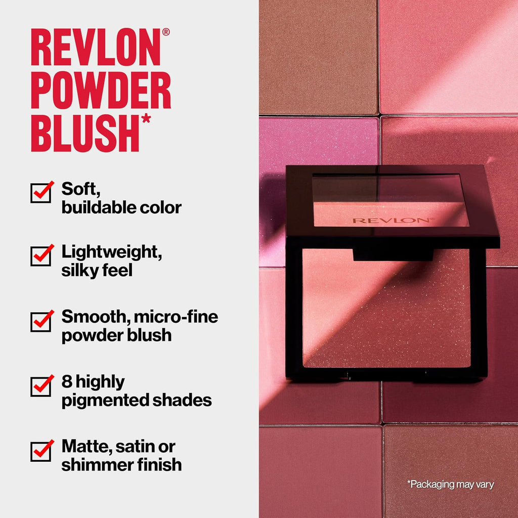 Revlon Powder Blush Face Makeup, High Impact Buildable Color, Lightweight & Smooth Finish, 003 Mauvelous, 0.17 Oz