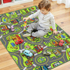 Upgrade Ultra Non Slip Kids Car Rug, Kids Road Playmat Rug for Toy Cars, Educational Town City Map Washable Carpet for Boy Playroom Bedroom, Safer Car Track Play Mat for Children Baby Toddler, 60"x36"