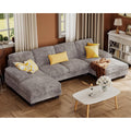 Furmax Sectional Couches For Living Room, U-Shaped Sofa Couch With Linen Fabric, 4 Seat Sofa Set With Double Chaise For Apartment (Chenille, Grey)