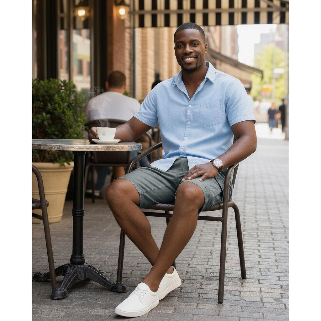 Ny Threads 100% Cotton Stretch Men Casual Cargo Shorts Relaxed Fit