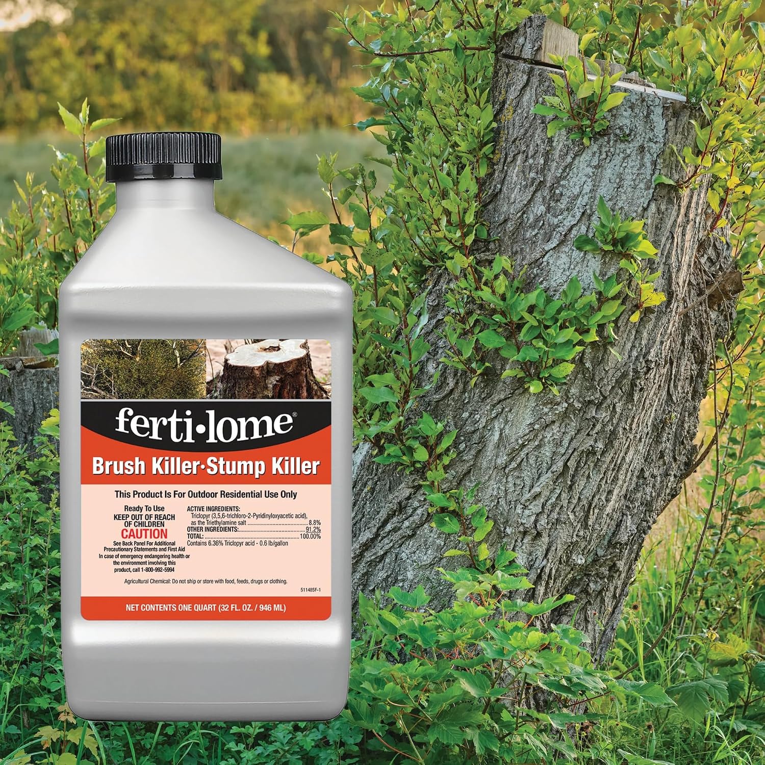 Fertilome (11485) Brush Killer & Stump Killer Woody Plant Control, 32 Oz | Triclopyr Ester Concentrate - Controls Woody Plants, Vines, Stumps In Non-Crop Areas - Property Owners