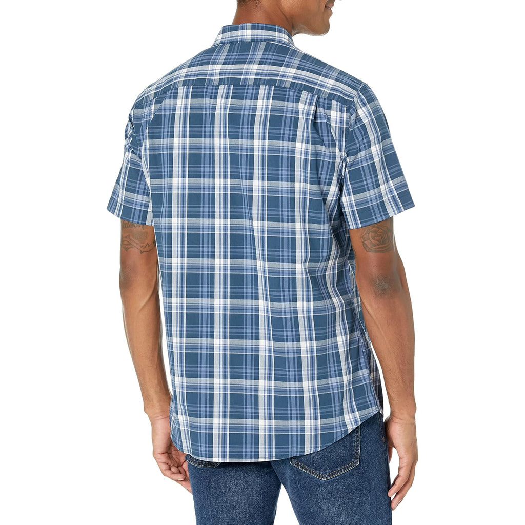 Amazon Essentials Men'S Regular-Fit Short-Sleeve Poplin Shirt, Collared, Washed