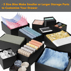 Spaceaid Drawer Organizer Clothes, 12 Pack Dresser Organizer Bins For Nursery, Closet Organization And Storage Dividers For Clothing, Baby Clothes, Underwears, Socks (Black)