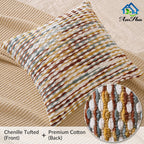 Set Of 2 Boho Chenille Pillow Cover Decorative Tufted Pillowcase For Couch Bed Sofa Bedroom Living Room Modern 18 X 18-Inch Brown