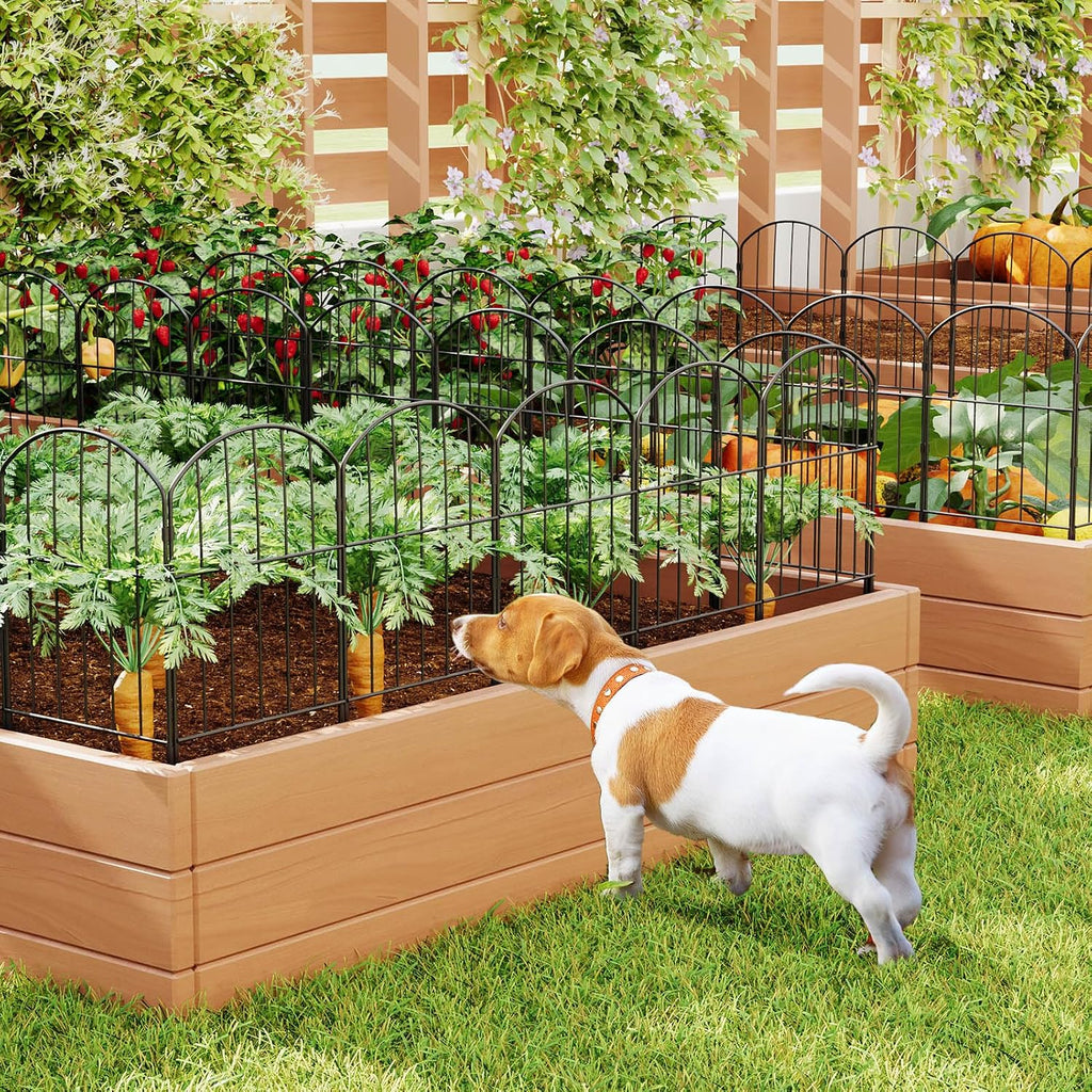 Garden Fence, Total 10Ft(L) X 24In(H) Garden Fencing Animal Barrier, 10 Pcs Rustproof Metal Fence Panels, Black No Dig Fence, Decorative Garden Fences And Borders For Dogs, Flower Bed, Patio