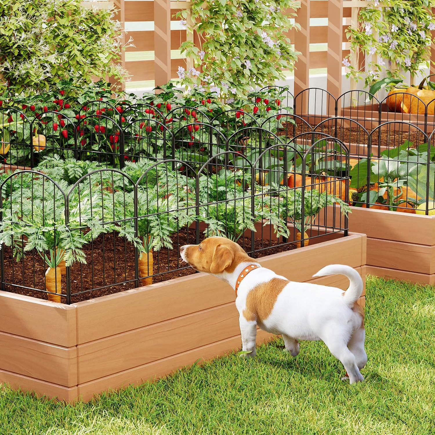 Garden Fence, Total 10Ft(L) X 24In(H) Garden Fencing Animal Barrier, 10 Pcs Rustproof Metal Fence Panels, Black No Dig Fence, Decorative Garden Fences And Borders For Dogs, Flower Bed, Patio