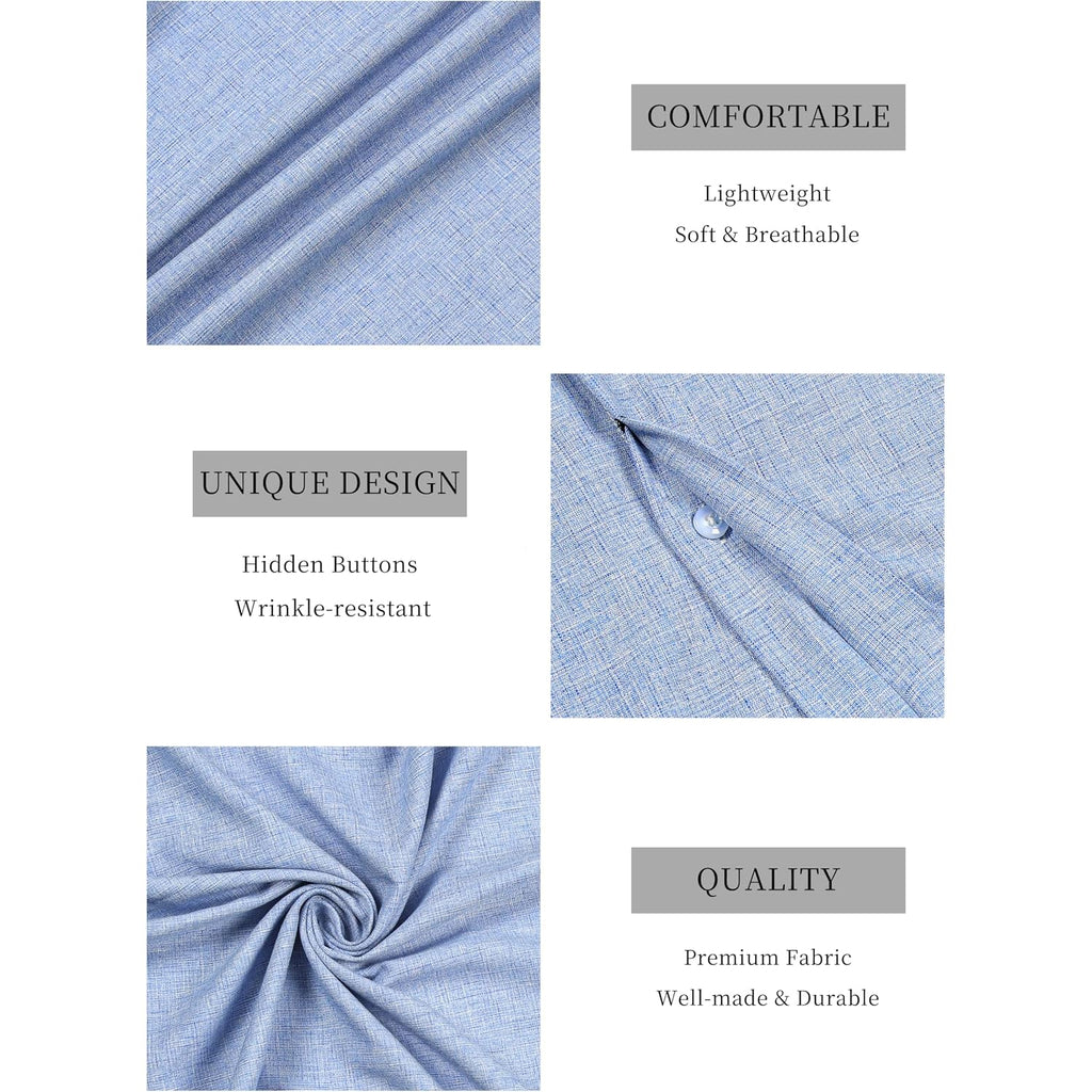 Mens Linen Shirts Short Sleeve Casual Shirt Button Down Summer Beach Vacation Tops Men Casual Dress Shirts Breathable