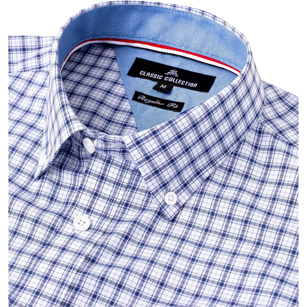 Alimens & Gentle Men'S Plaid Button Down Shirts Cotton Long Sleeve Dress Shirts Regular Fit Gingham Shirts