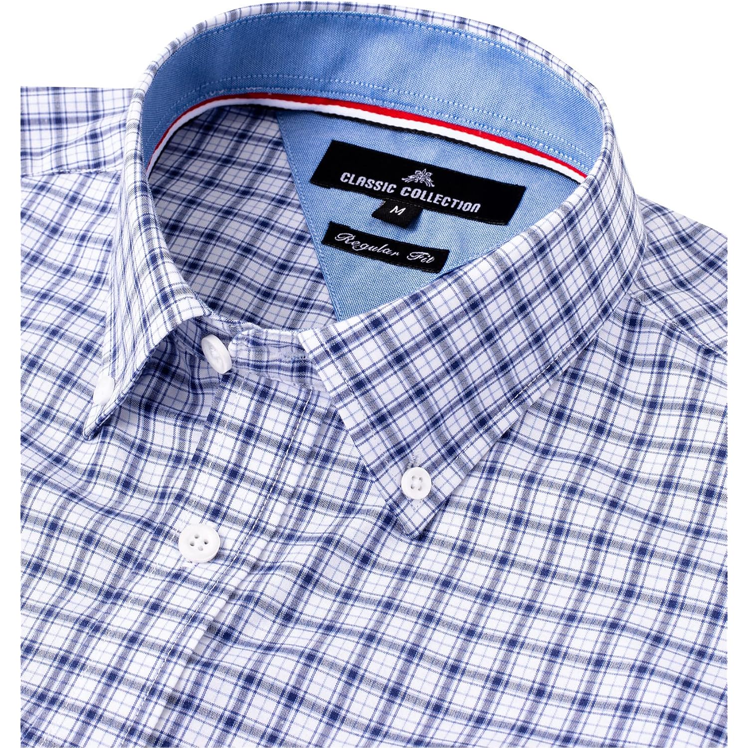 Alimens & Gentle Men'S Plaid Button Down Shirts Cotton Long Sleeve Dress Shirts Regular Fit Gingham Shirts