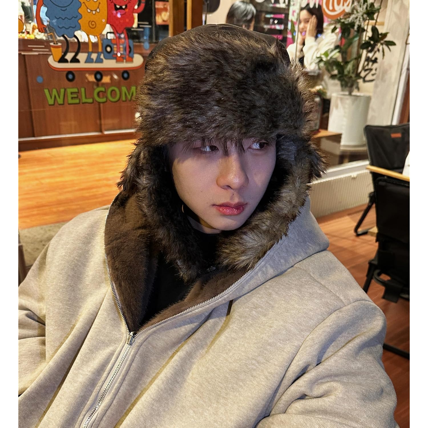 Trapper Ushanka Hat for Men Women, Faux Fur Trooper Hats with Ear Flaps, Windproof Winter Skiing Cap