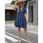 Potili Denim Dress For Women Long Sleeve Tiered A Line Casual Flowy Babydoll Dress Jean Dresses With Pockets 2026