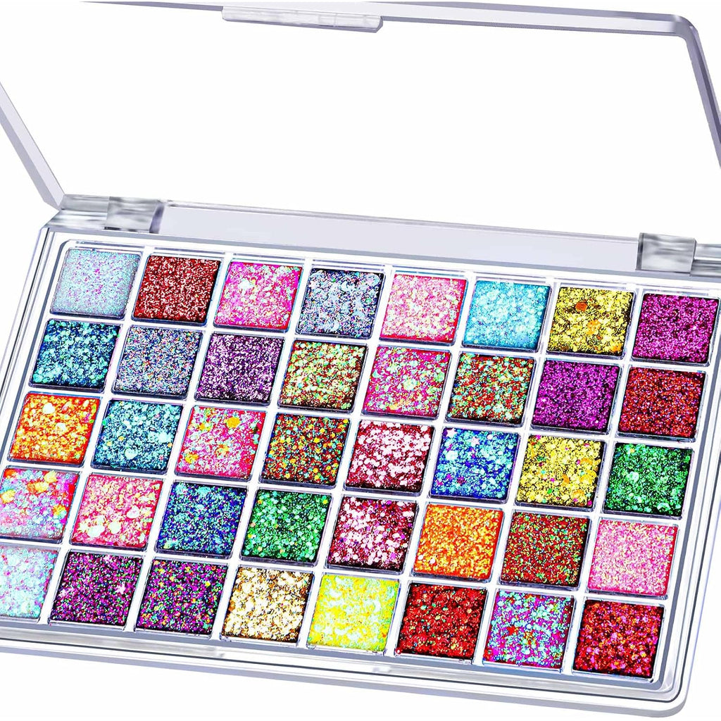 Fandamei 40 Colors Face Glitter, Face Paint Glitter Gel - Face Glitter For Women Girls, No Glue Needed, Multi-Purpose Glitter Makeup For Hair Face Body Halloween Rave Carnival