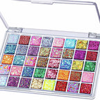 Fandamei 40 Colors Face Glitter, Face Paint Glitter Gel - Face Glitter For Women Girls, No Glue Needed, Multi-Purpose Glitter Makeup For Hair Face Body Halloween Rave Carnival