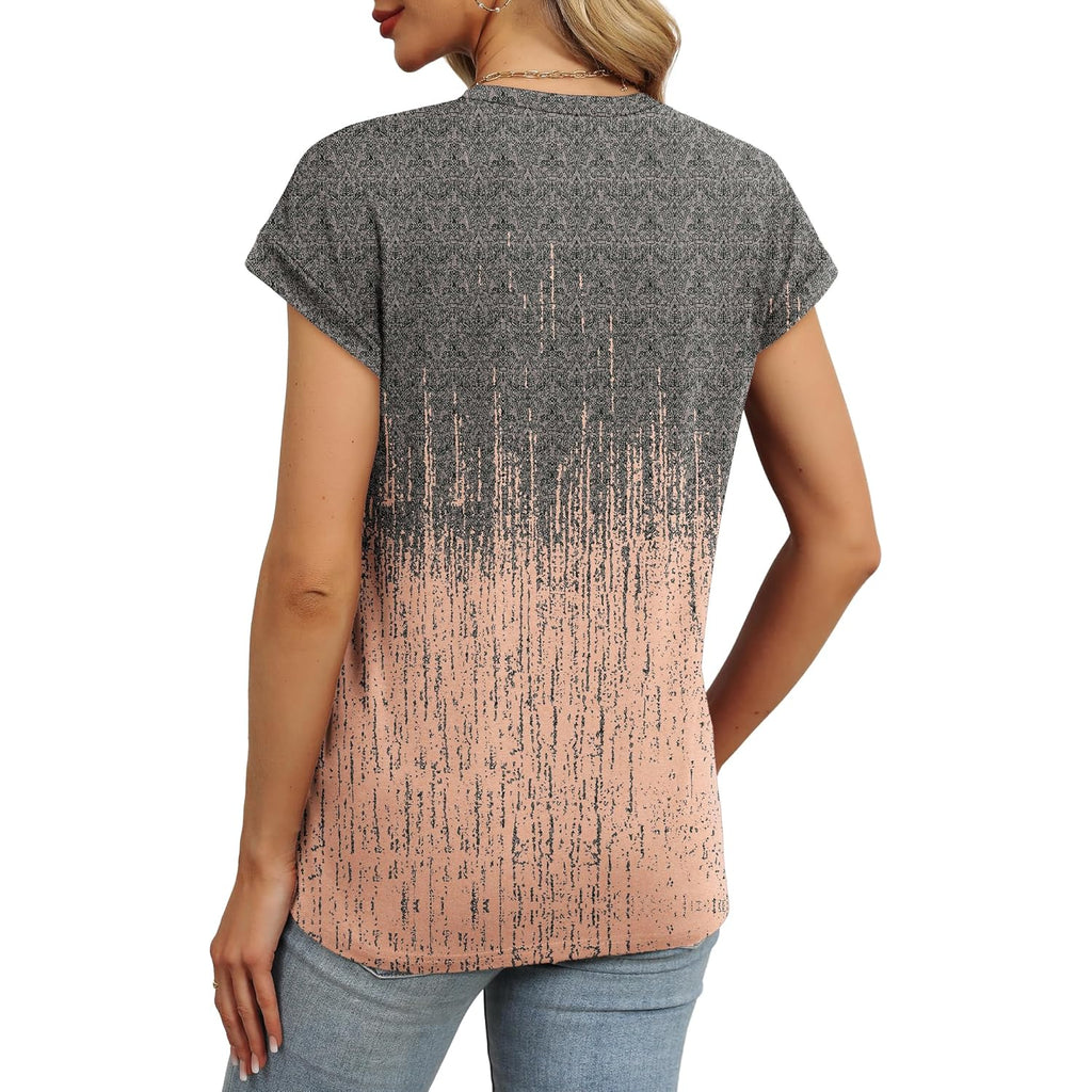 Womens Summer Tops Short Sleeve Shirts Crew Neck Cute Trendy Tunic Blouses (S-3XL)