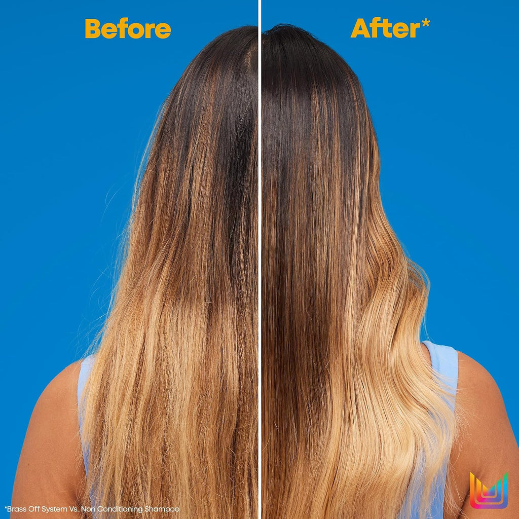 Matrix Brass Off Toning Blue Shampoo - Refreshes And Neutralizes Brassy Tones, For Color Treated Hair, Lightened Brunettes Or Dark Blondes