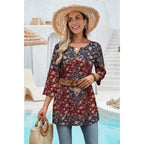 Summer Boho Tops For Women 3/4 Length Sleeve Womens Tops Vacation Outfits