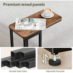 Simple Trending C Shaped Side Table, End Table Set Of 2, Sofa Couch Table Tv Tray For Living Room, Small Space, Rustic Brown