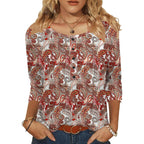 Zeagoo 3/4 Length Sleeve Womens Tops Round Neck Casual Summer Tunic Tops Basic Tees Blouses Dressy T-Shirts Pleated Shirts