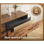 Huuger 78.7 Inch Long Dresser For Bedroom, 15 Drawer Fabric Dresser For Closet, Large Tv Stand For 65, 75, 85 Inch Tv, Wide Chest Of Drawer With Storage, 78.7" W X 12.9" D X 26.7" H, Rustic Brown