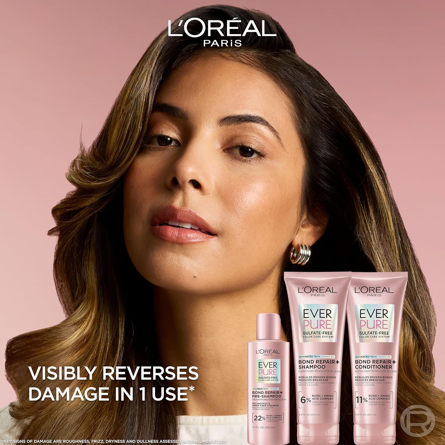 L'Oreal Paris EverPure Sulfate-Free Vegan Hair Care Kit - Shampoo and Conditioner to Strengthen and Repair Hair Bonds (Packaging May Vary)