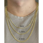 JEWELHEART 14K Gold Double Cuban Link Chain Necklace - Diamond Cut 14K Yellow Gold Chain for Men - Real Gold Chain for Women with Lobster Clasp 3mm to 4.5mm 16" 18" 20" 22" 24"