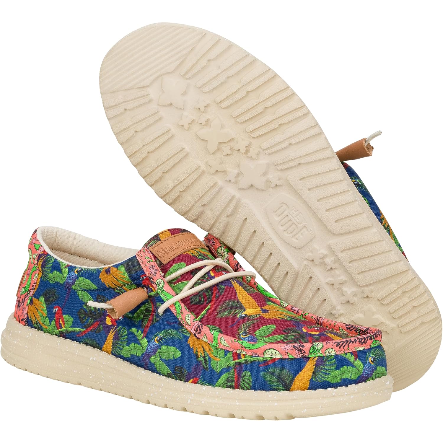 Heydude Men'S Wally Margaritaville Slip On Shoes | Tropical Print | Lightweight Casual Loafers